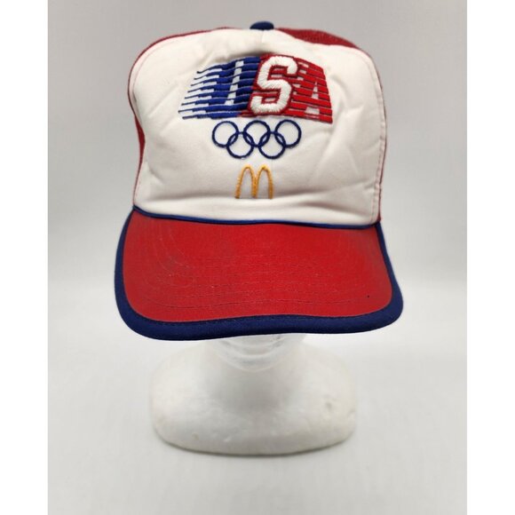 Vintage‎ 1984 McDonalds Olympics Los Angeles Snapback Trucker Hat Red Blue READ - Picture 4 of 8